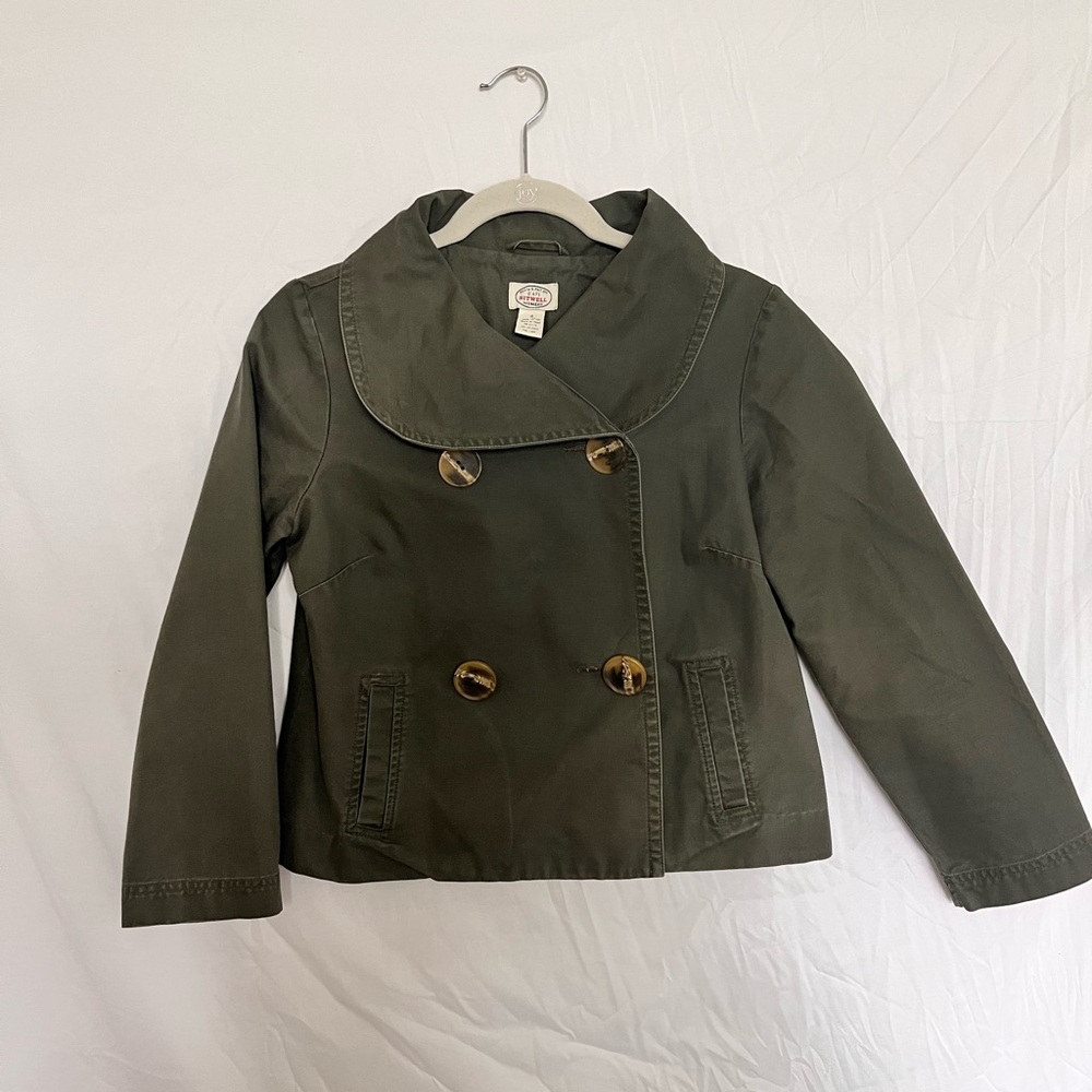 Green button up French style jacket. Size 4